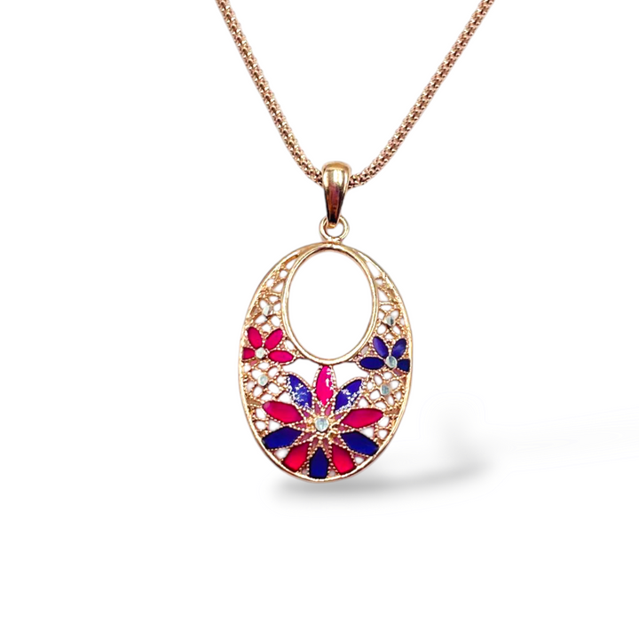 Pendant flowers in enameled silver filigree workmanship