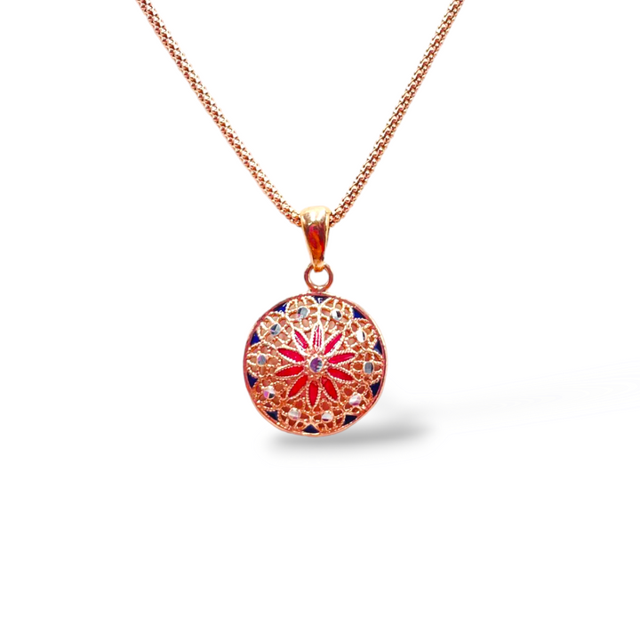 Pendant flowers in enameled silver filigree workmanship