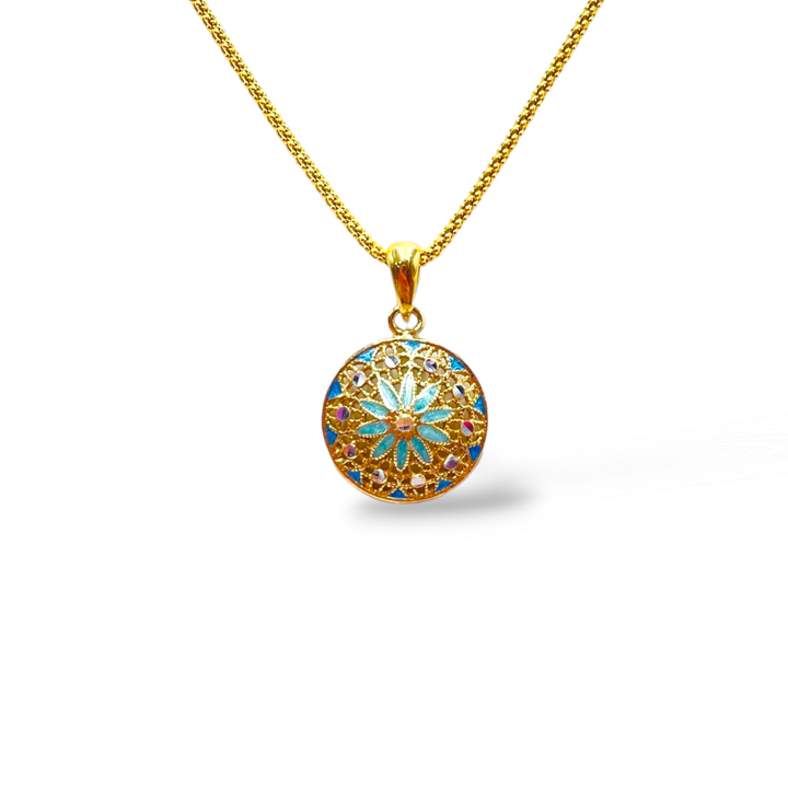 Pendant flowers in enameled silver filigree workmanship