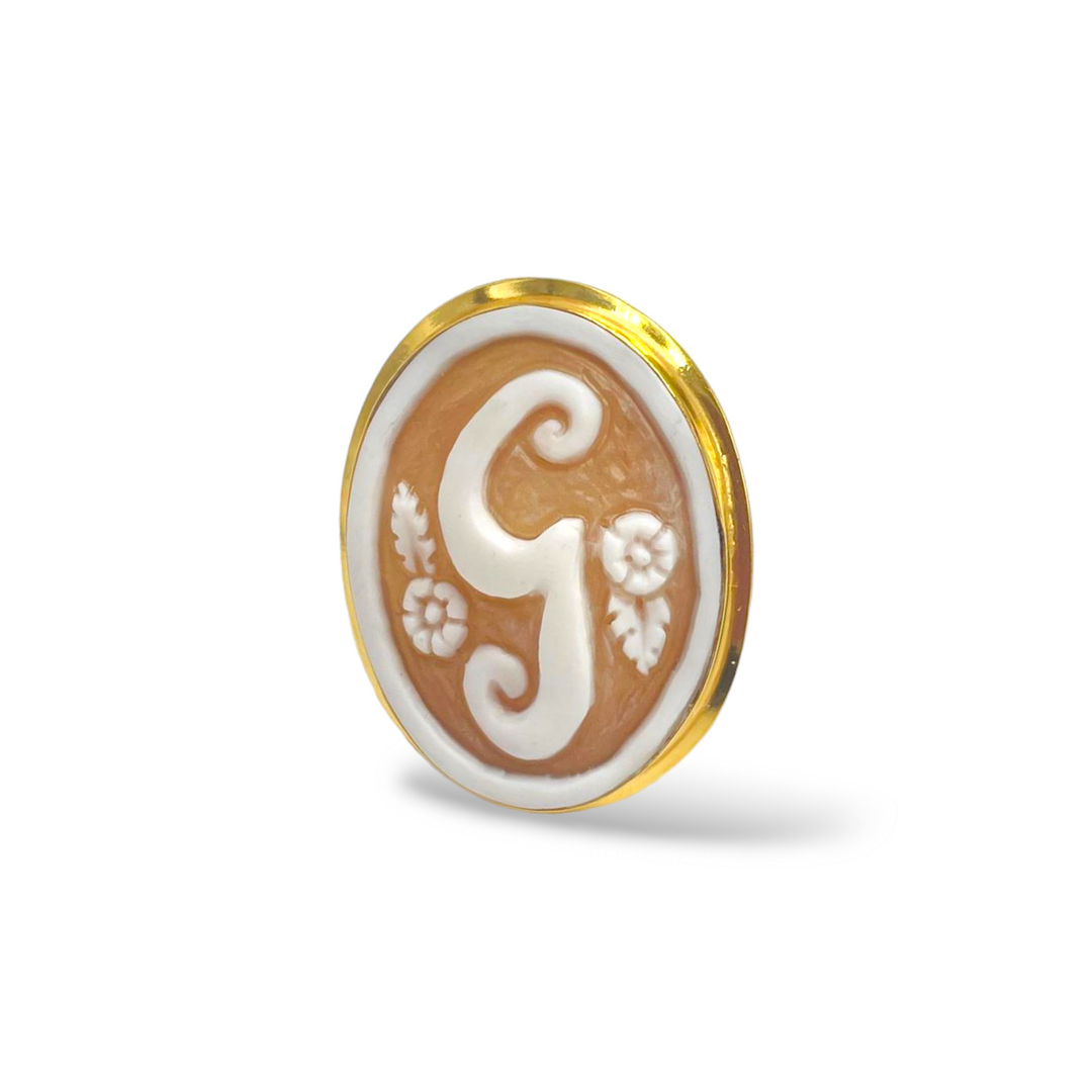 END OF COLLECTION - Initial cameo ring mounted on silver