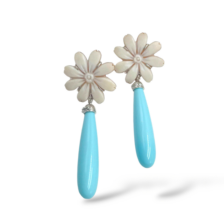 Daisy cameo earrings mounted on silver