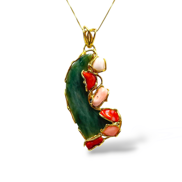 END OF COLLECTION - Malachite moon pendant necklace mounted on silver