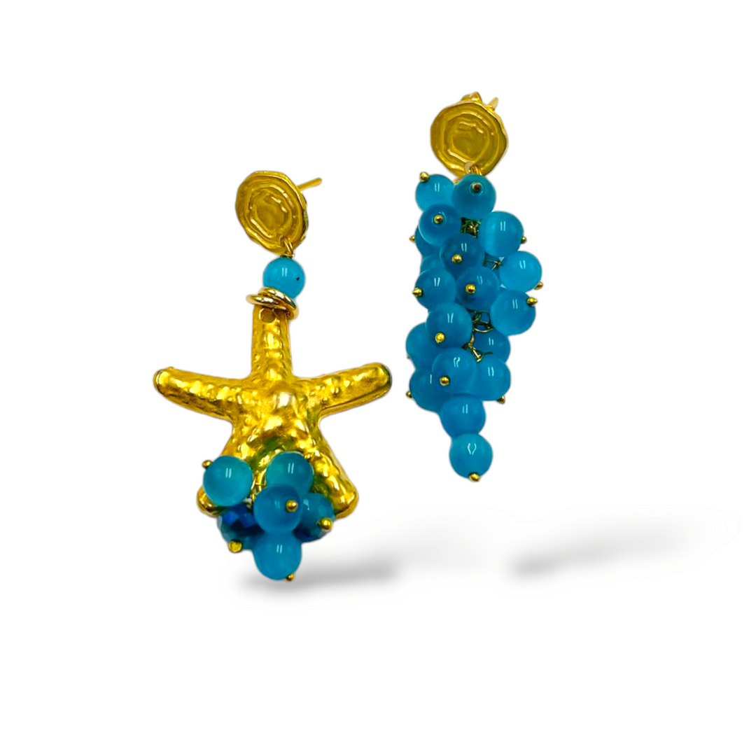 END OF COLLECTION - Zamak marine earrings mounted on zamak