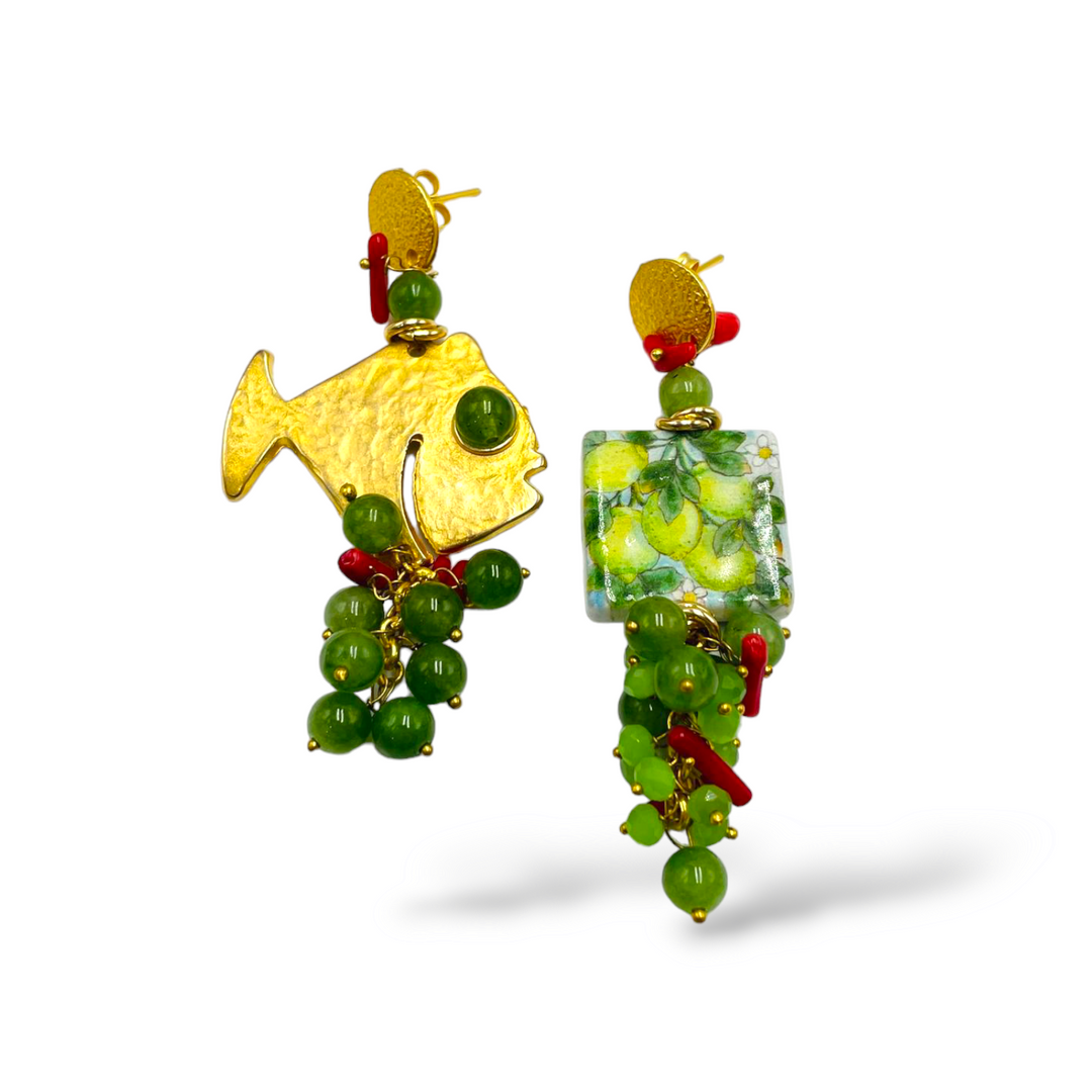 END OF COLLECTION - Zamak marine earrings mounted on zamak
