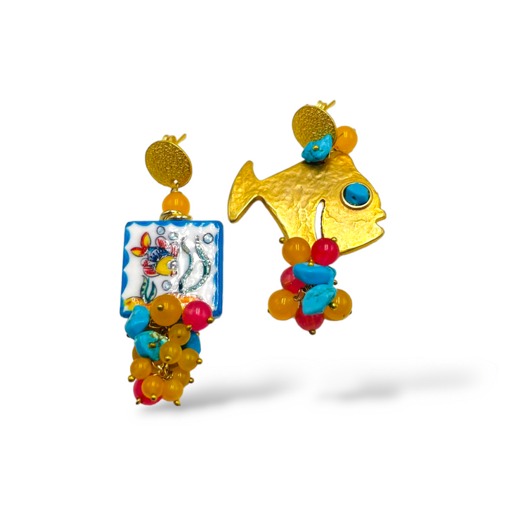 END OF COLLECTION - Zamak marine earrings mounted on zamak