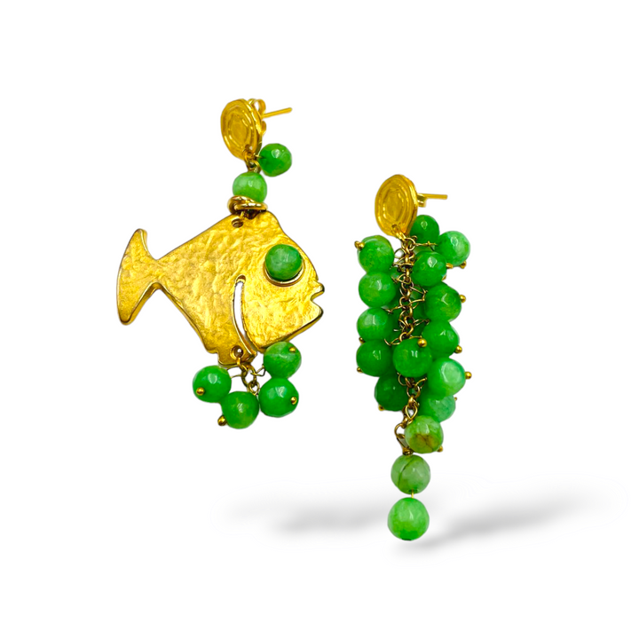 END OF COLLECTION - Zamak marine earrings mounted on zamak