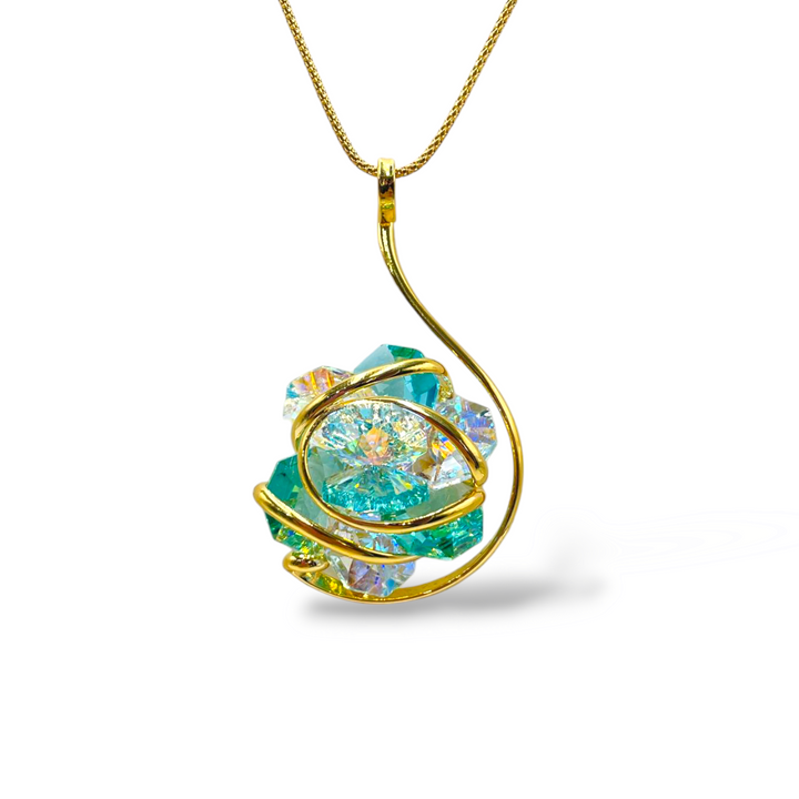 Precious Crystal Flower Pendant Necklace