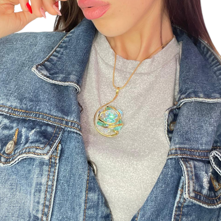 Precious Crystal Flower Pendant Necklace