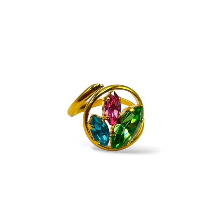 Swarovski colored leaves ring