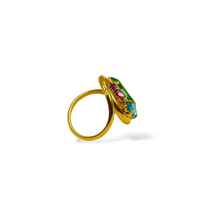 Swarovski colored leaves ring