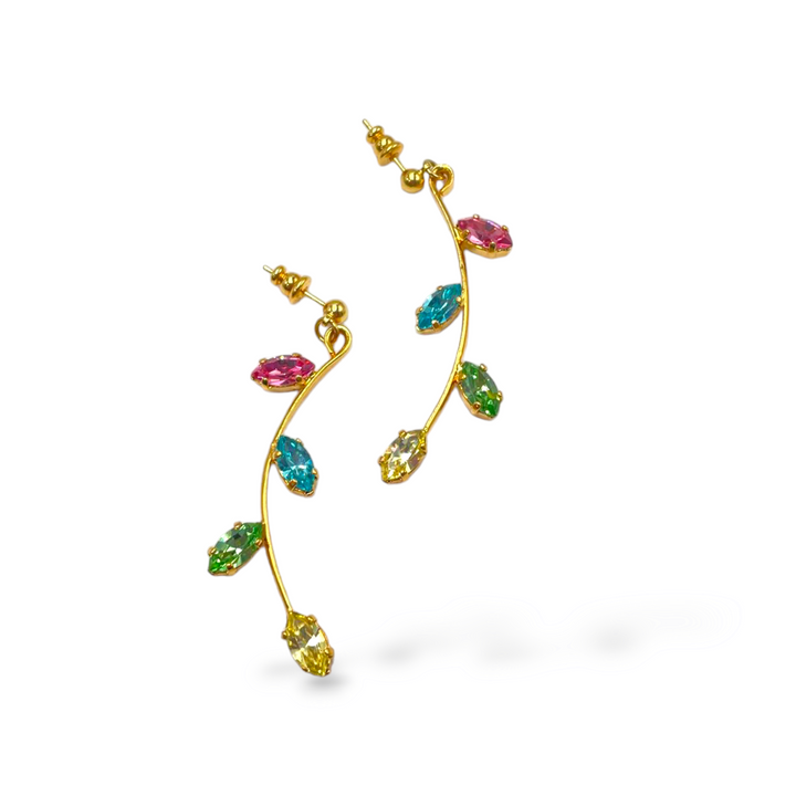 Orecchini foglie colorate in swarovski