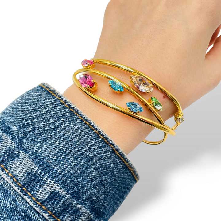 Swarovski colored leaves bracelet