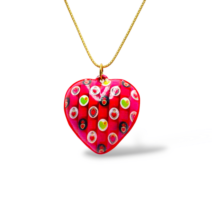FINE COLLEZIONE - Collana ciondolo cuore in ceramica con catena in argento