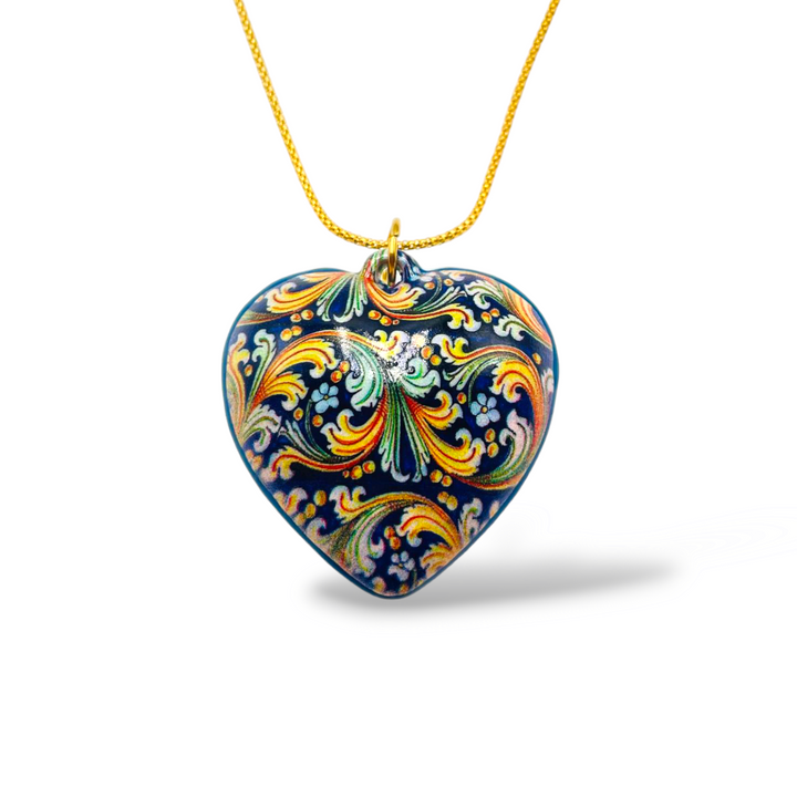 FINE COLLEZIONE - Collana ciondolo cuore in ceramica con catena in argento