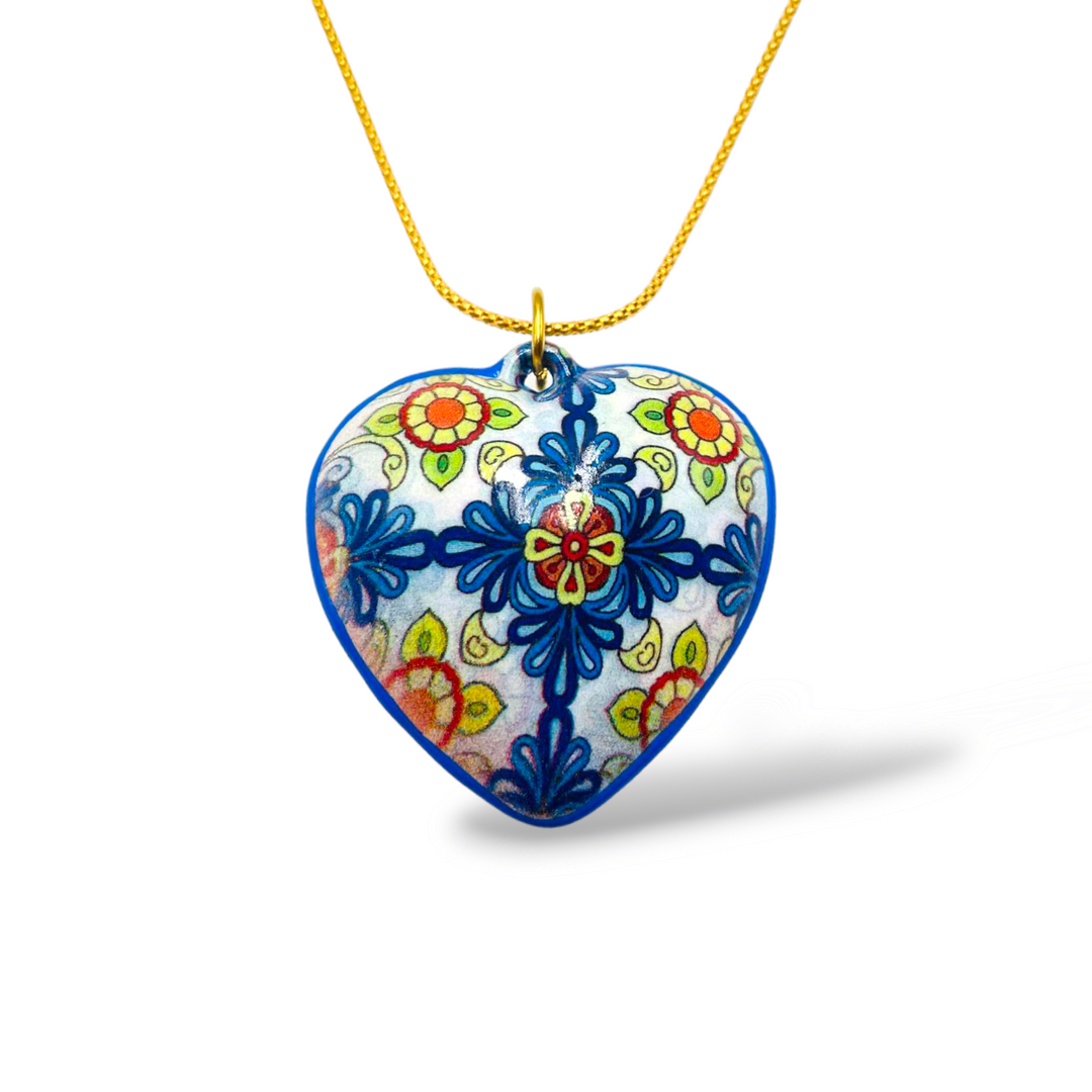 FINE COLLEZIONE - Collana ciondolo cuore in ceramica con catena in argento