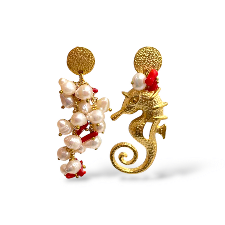 END OF COLLECTION - Zamak marine earrings mounted on zamak