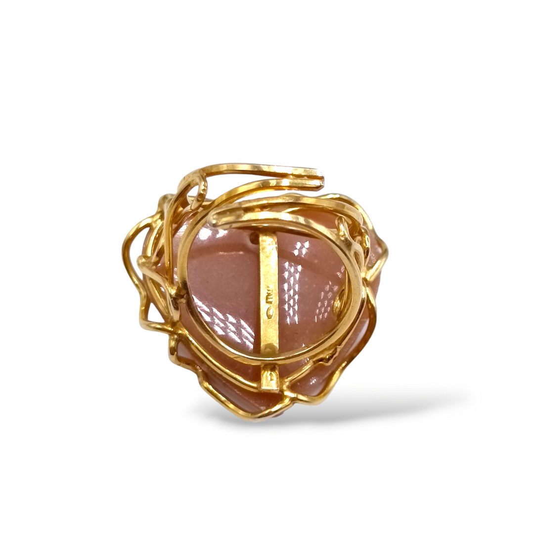 Cameo heart ring mounted on silver