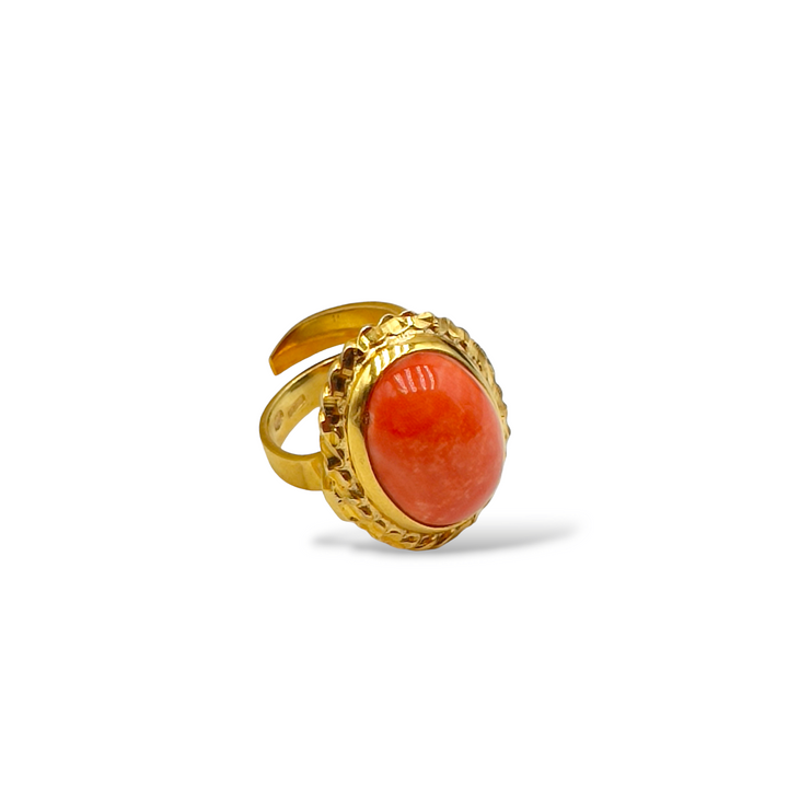 Band ring on red coral