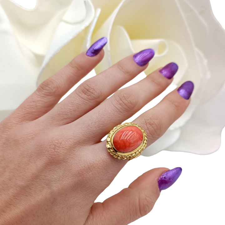Band ring on red coral