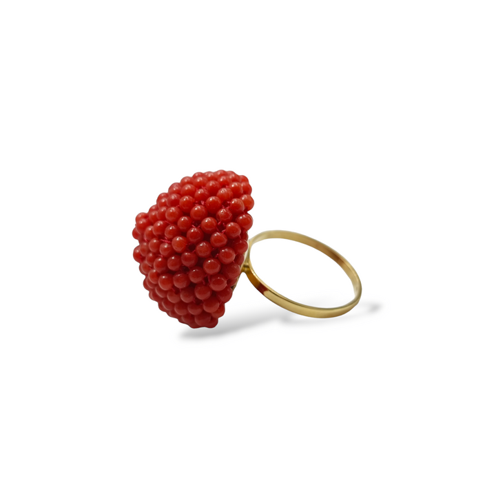 Band ring on red coral