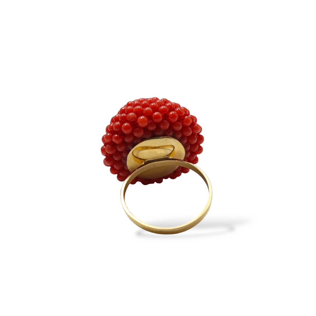 Band ring on red coral
