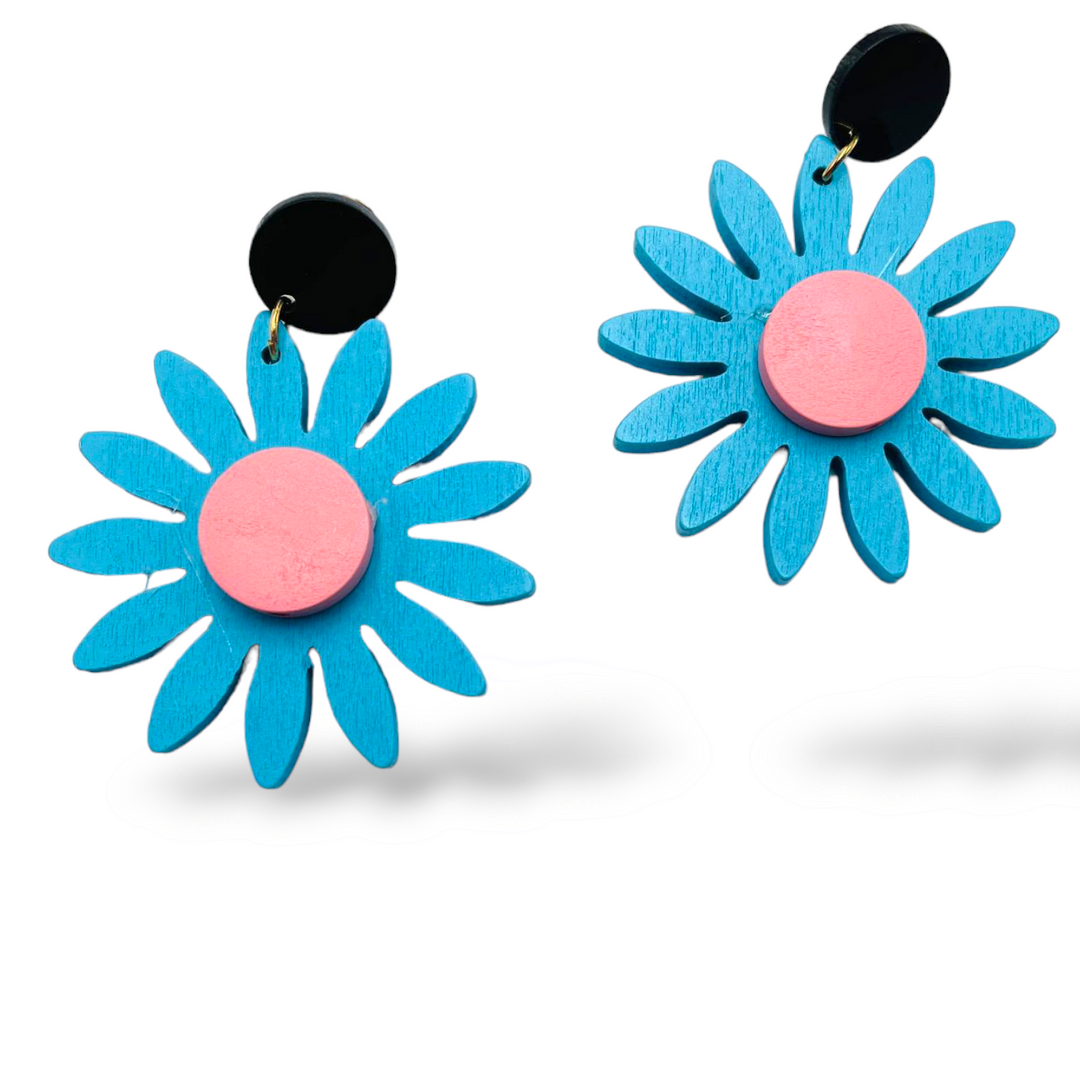 END OF COLLECTION - Wooden daisy earrings