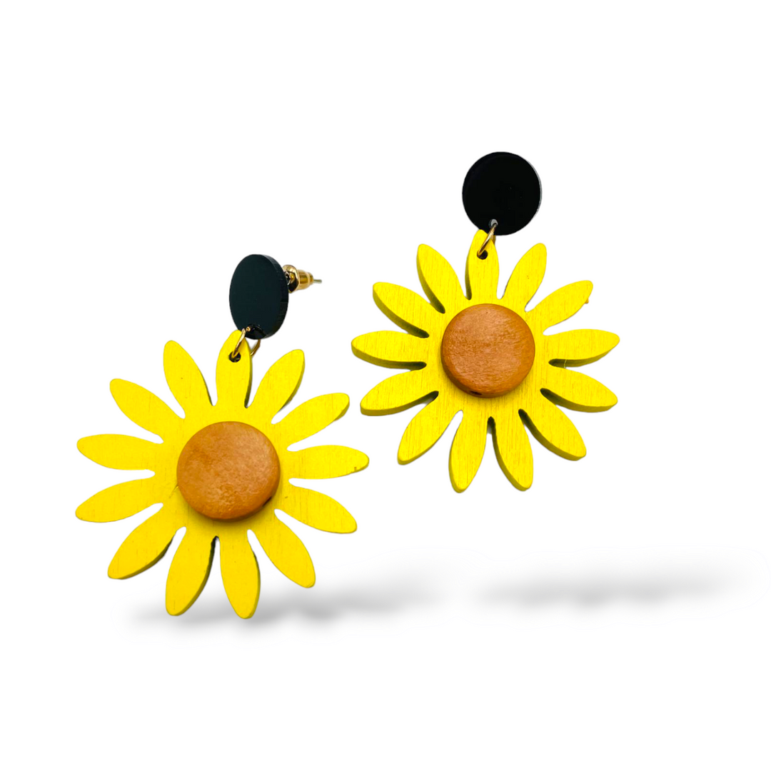 END OF COLLECTION - Wooden daisy earrings