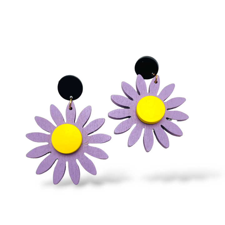 END OF COLLECTION - Wooden daisy earrings