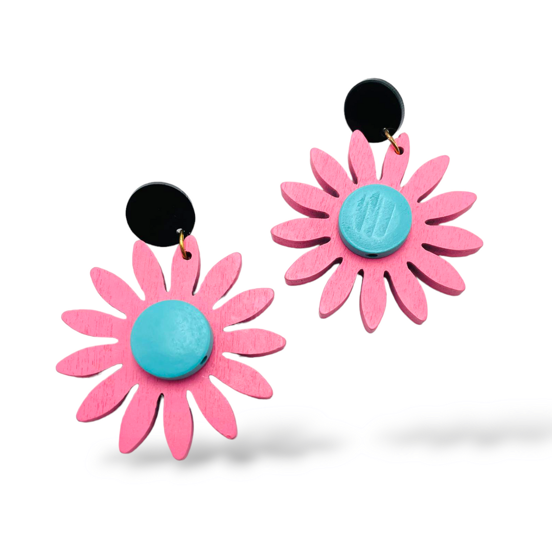 END OF COLLECTION - Wooden daisy earrings