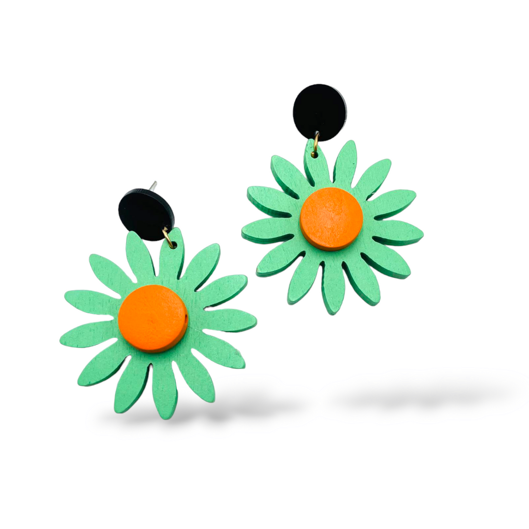 END OF COLLECTION - Wooden daisy earrings