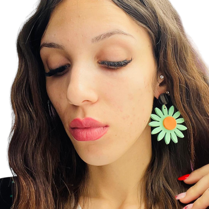 END OF COLLECTION - Wooden daisy earrings