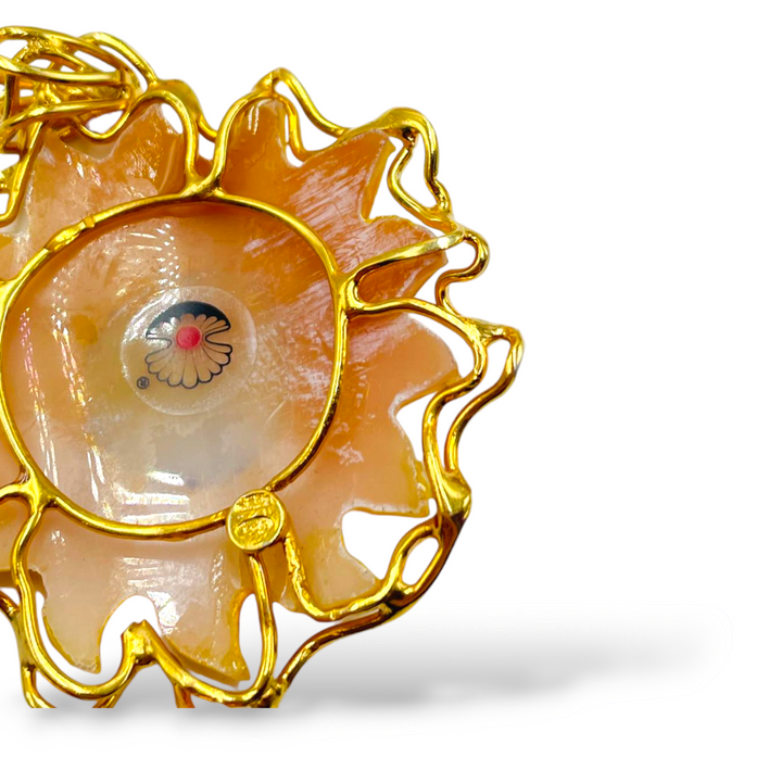 Sunflower pendant, mounted on silver