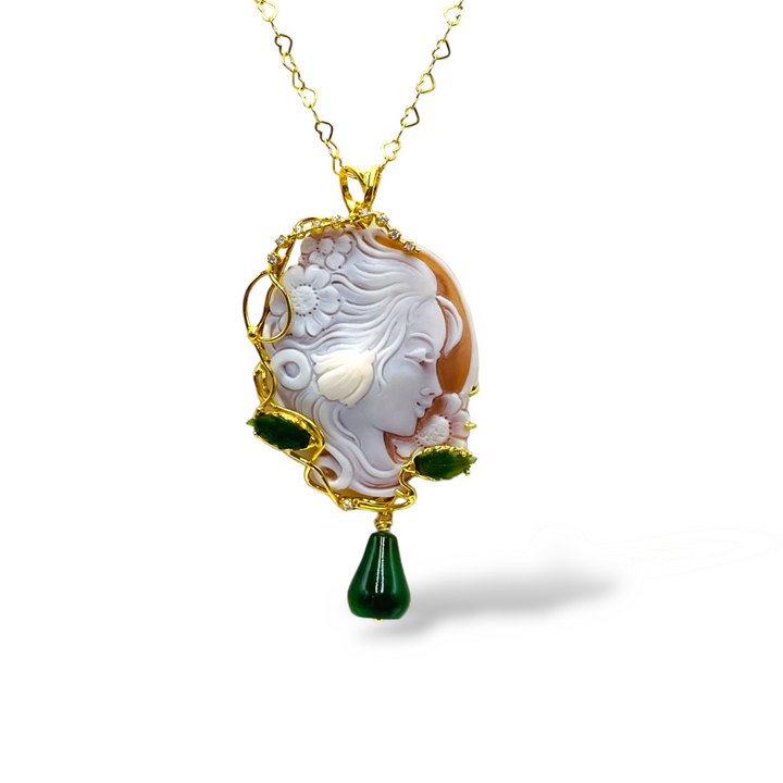 Nature Goddess Pendant, Cameo Mounted on Silver