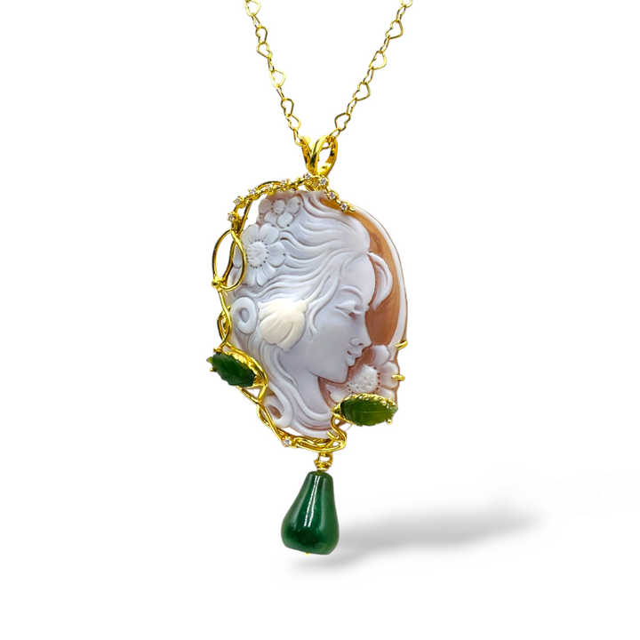 Nature Goddess Pendant, Cameo Mounted on Silver