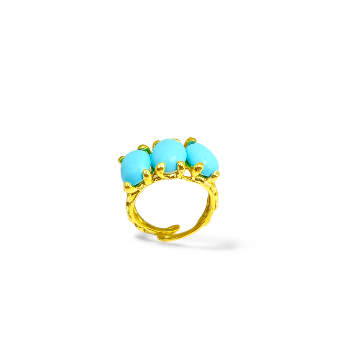 Anello Trilogy in pasta turchese montato su argento