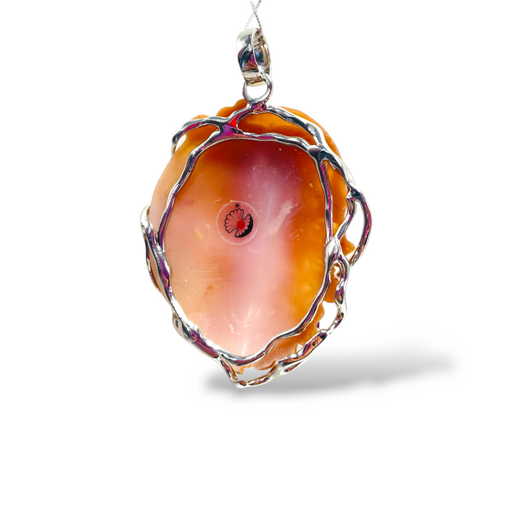 Sun Moon Goddess Pendant Necklace in Cameo Mounted on Silver