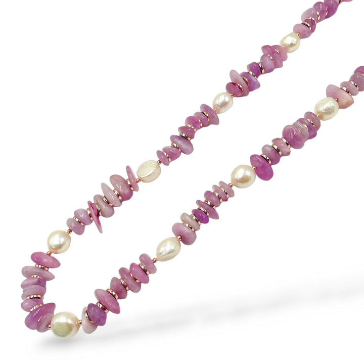 Collana estiva in kunzite montata su argento