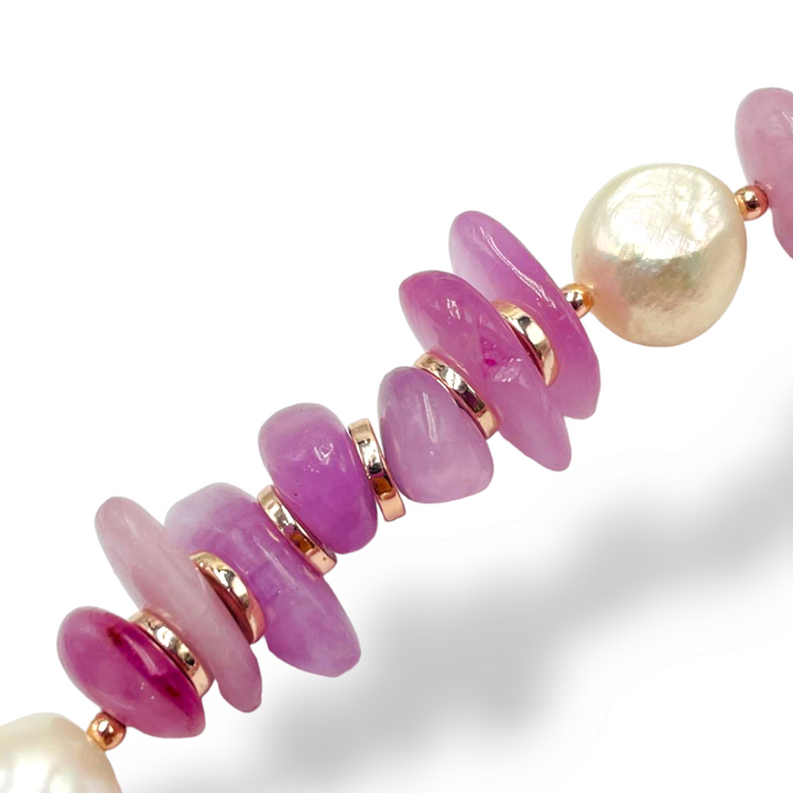 Collana estiva in kunzite montata su argento