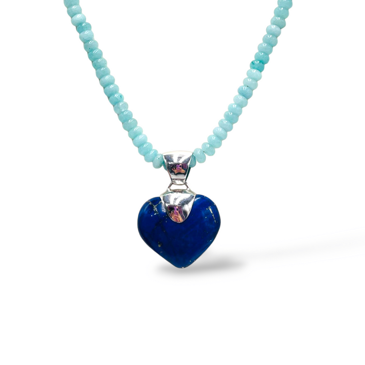 Lapis heart pendant necklace