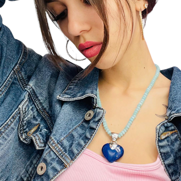 Lapis heart pendant necklace