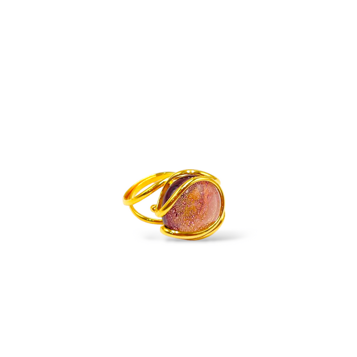 Anello in cristallo azzurro prezioso di Murano