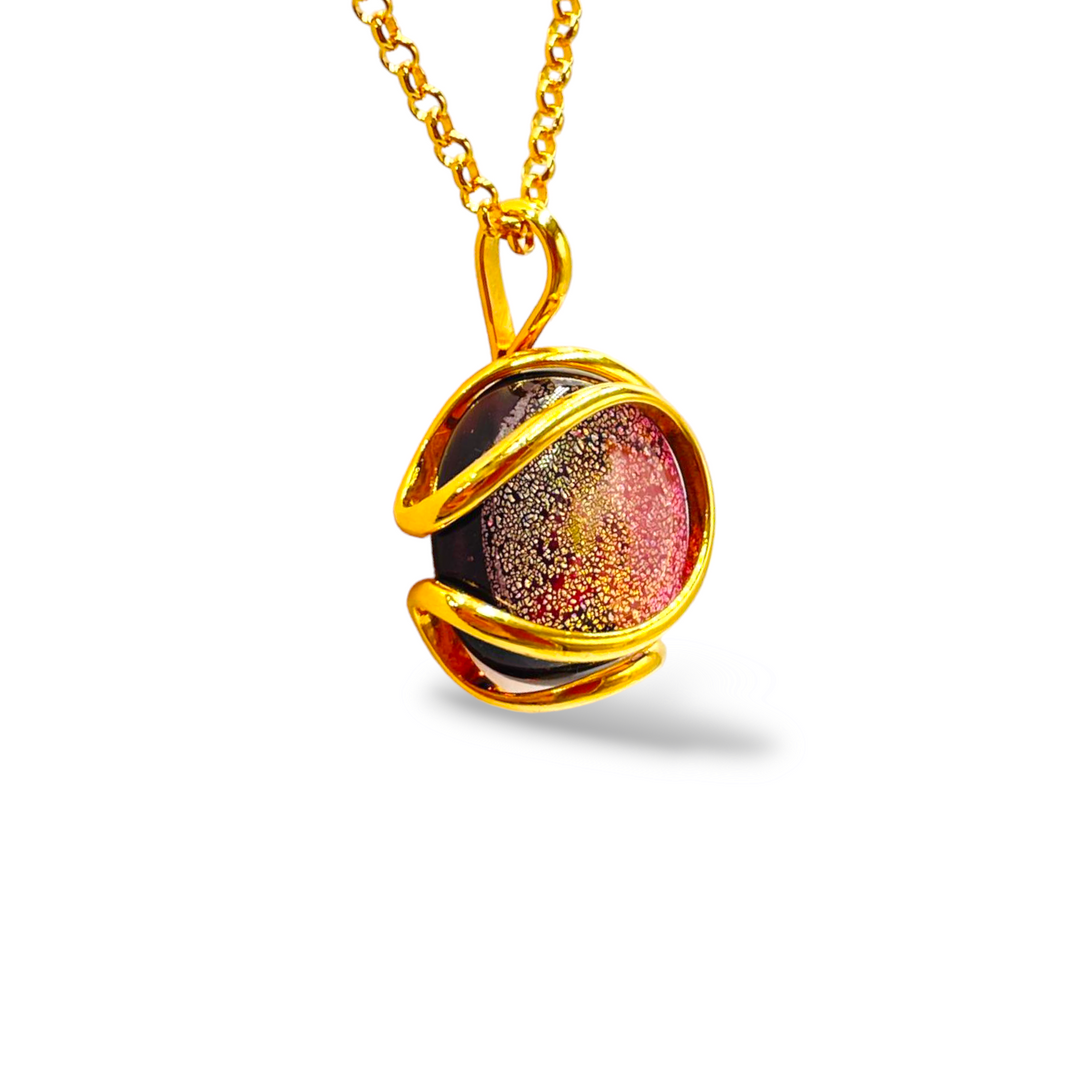 Blue pendant necklace in precious Murano crystal