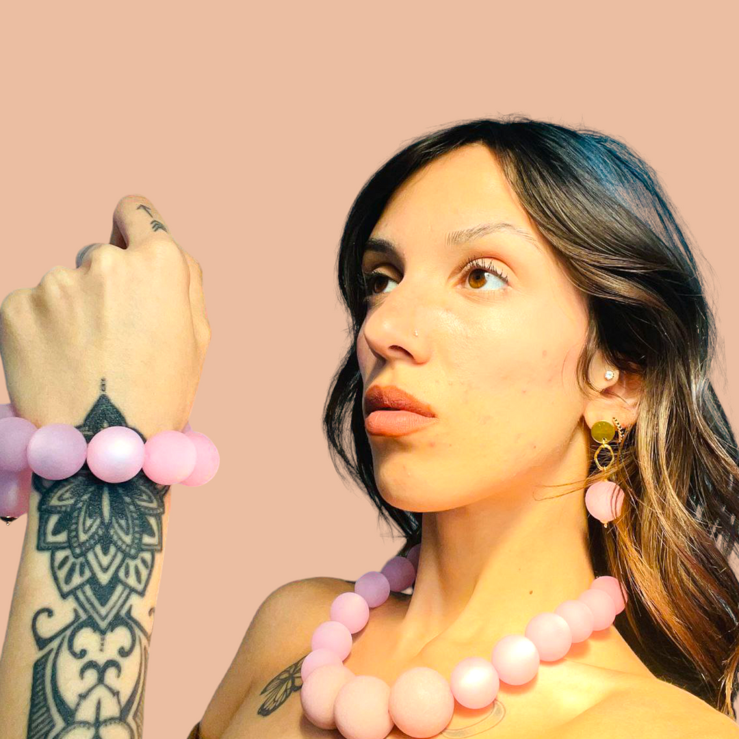 END OF COLLECTION - Pink resin magic sphere necklace