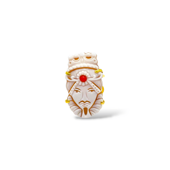 Anello mori siciliani lui e lei in cammeo montato in argento