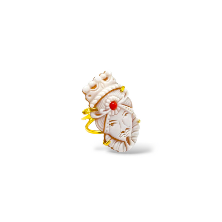 Anello mori siciliani lui e lei in cammeo montato in argento