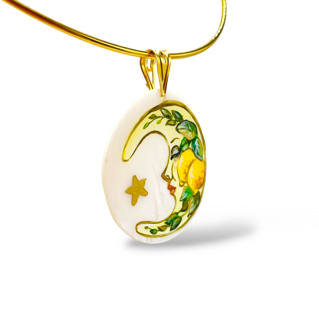 Collana luna della costiera in madreperla montata su argento