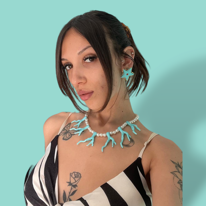 END OF COLLECTION - Resin and pearl branch necklace