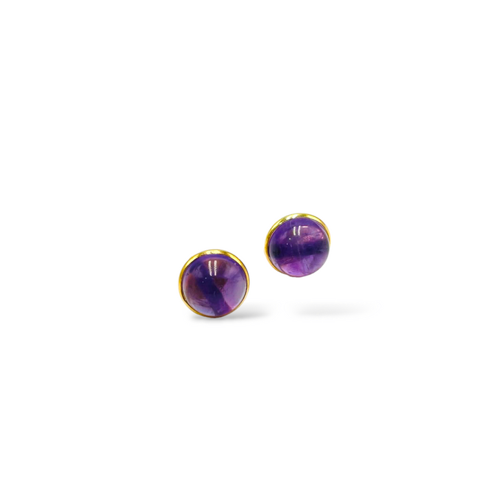 END OF COLLECTION - Amethyst stud earrings mounted on silver