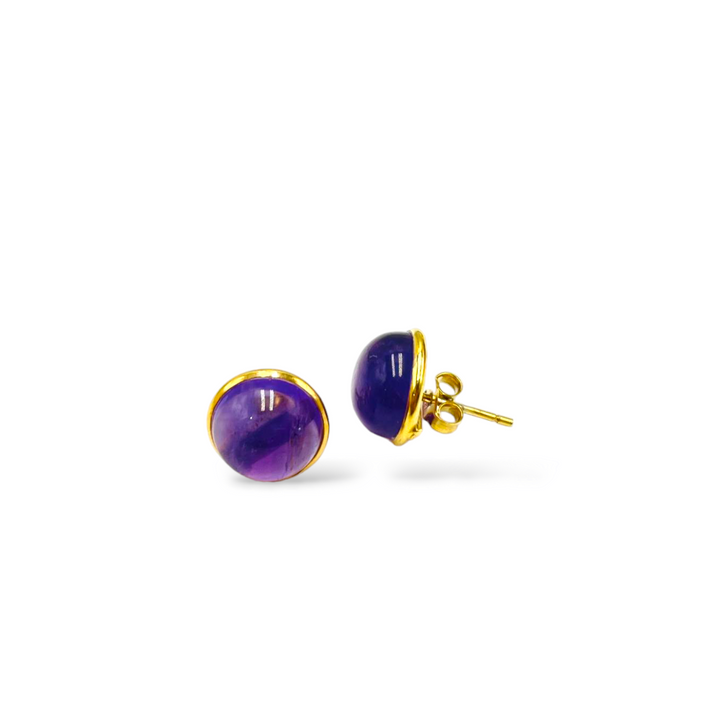 END OF COLLECTION - Amethyst stud earrings mounted on silver