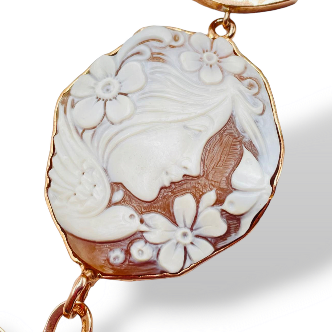 Collana dea dei fiori in cammeo montato su argento